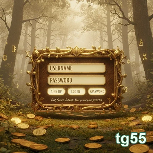 Tela de login da tg55 para acessar jogos de slots.