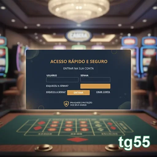 Tela de login do tg55 em ambiente de cassino online.