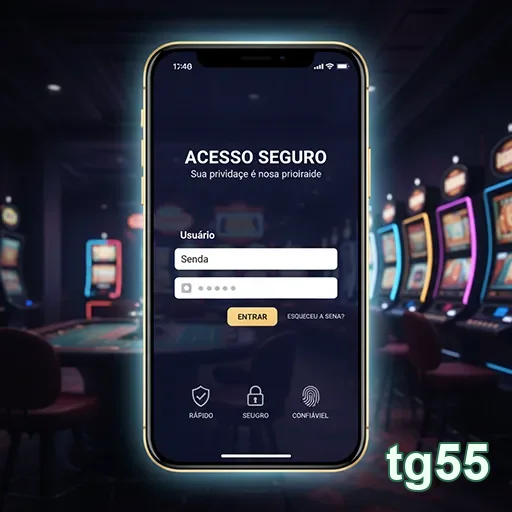 Tela de login segura do tg55 em um ambiente de cassino.