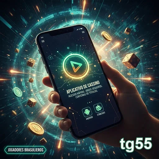 Usuário acessando o aplicativo tg55, destacando slots