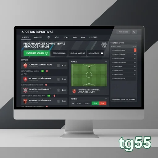 Tela do aplicativo tg55 mostrando apostas esportivas em tempo real.
