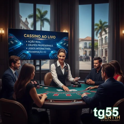 Jogadores em mesa de cassino ao vivo no tg55 interagindo com crupiê.