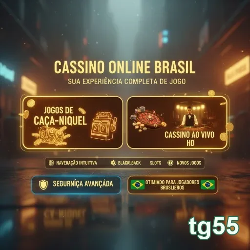 Interface tg55 exibindo cassino online e opções de jogos.