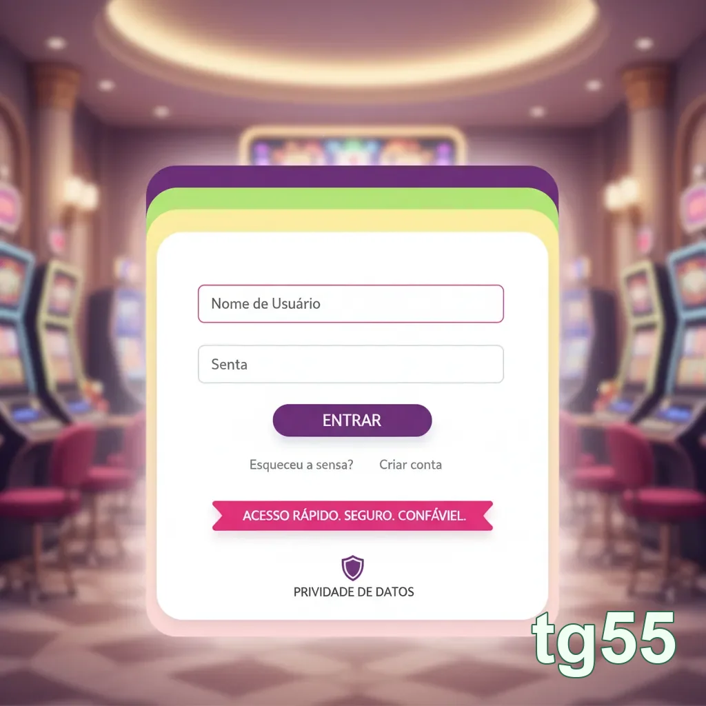 Tela de login em tg55 com slots ao fundo.