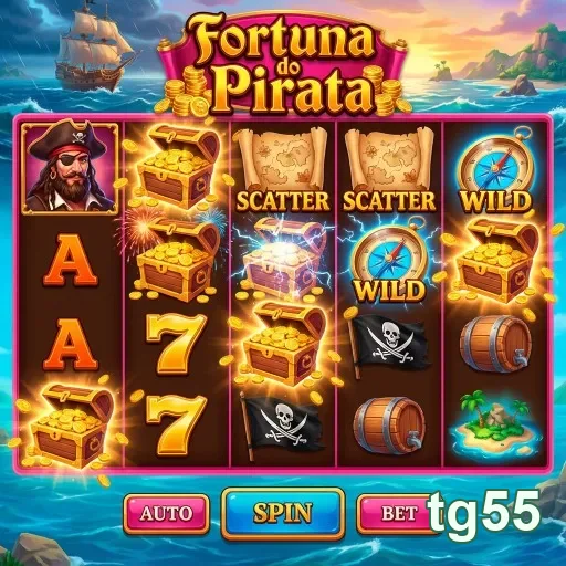 tela do jogo Fortuna do Pirata na plataforma tg55