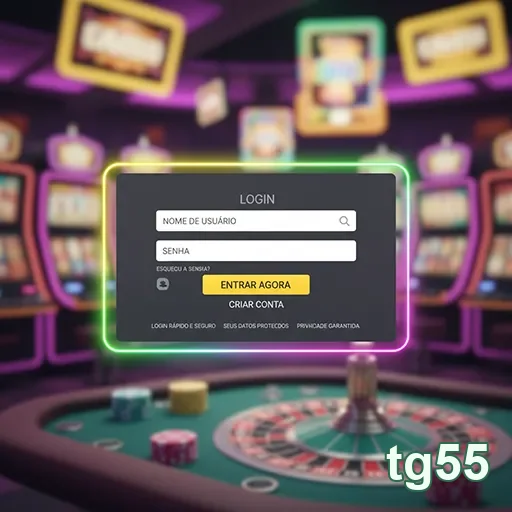 Interface de login do tg55 destacando segurança e acessibilidade.