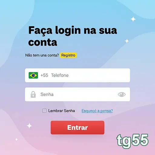Tela de login do site tg55 com campos para usuário e senha.