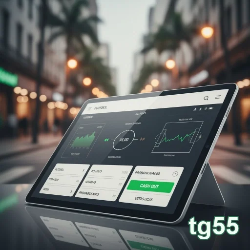 Plataforma tg55 com gráficos de desempenho em dispositivos móveis.