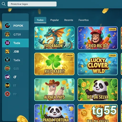 Interface de jogos exclusivos para usuários VIP na tg55.