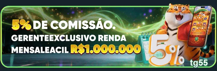 Imagem de promoção exclusiva na tg55 com bônus de 5%.